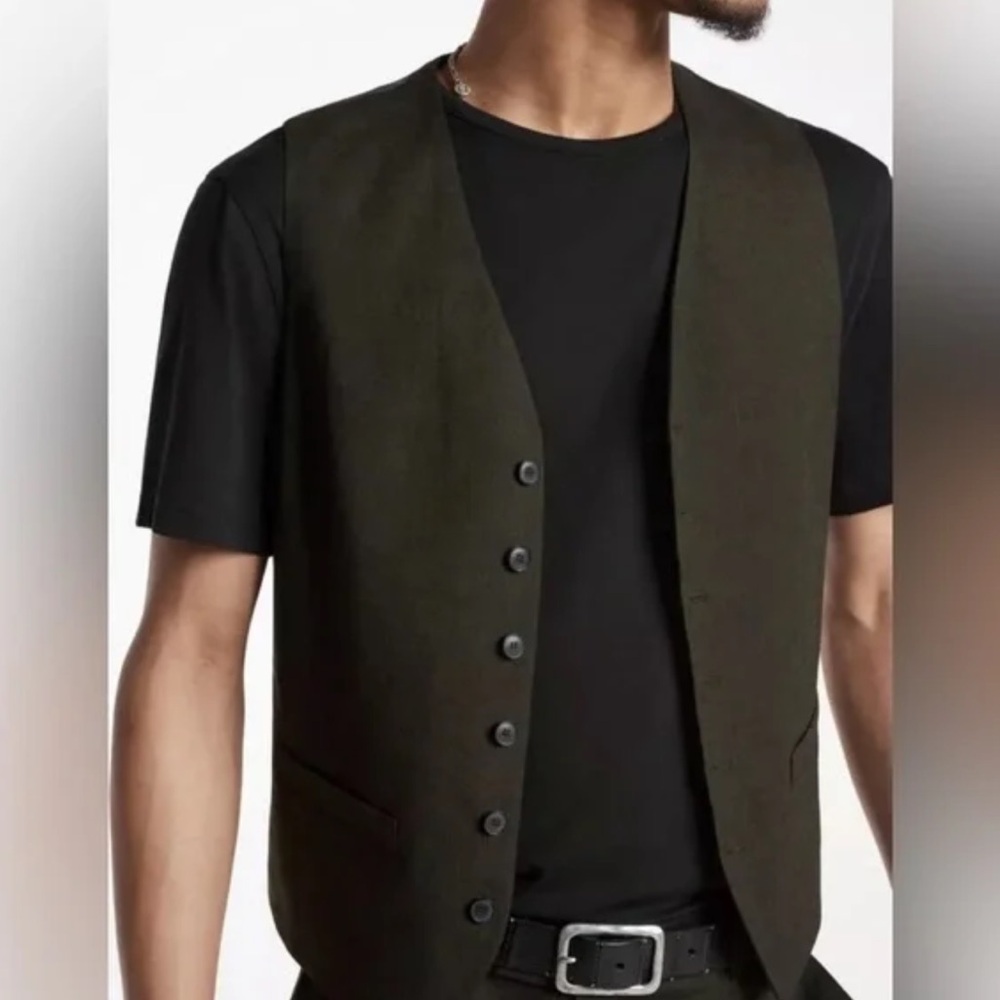 WITH TAGS John Varvatos WOOSTER VEST - KELP - EU 50 / US 40